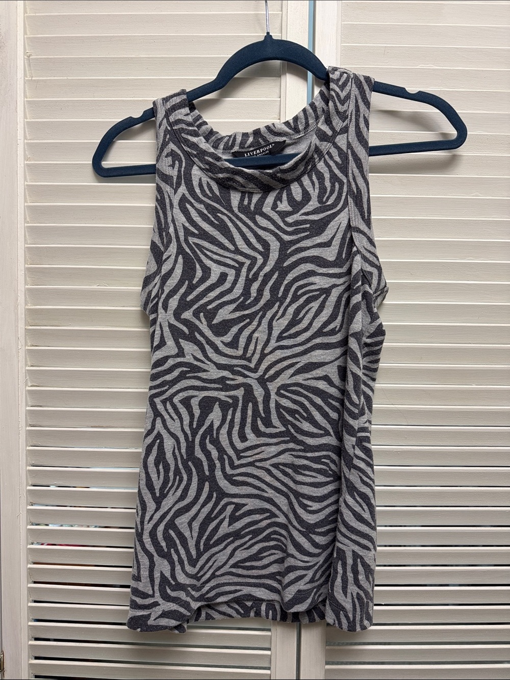 Liverpool Gray & Black Zebra Print Tank Top